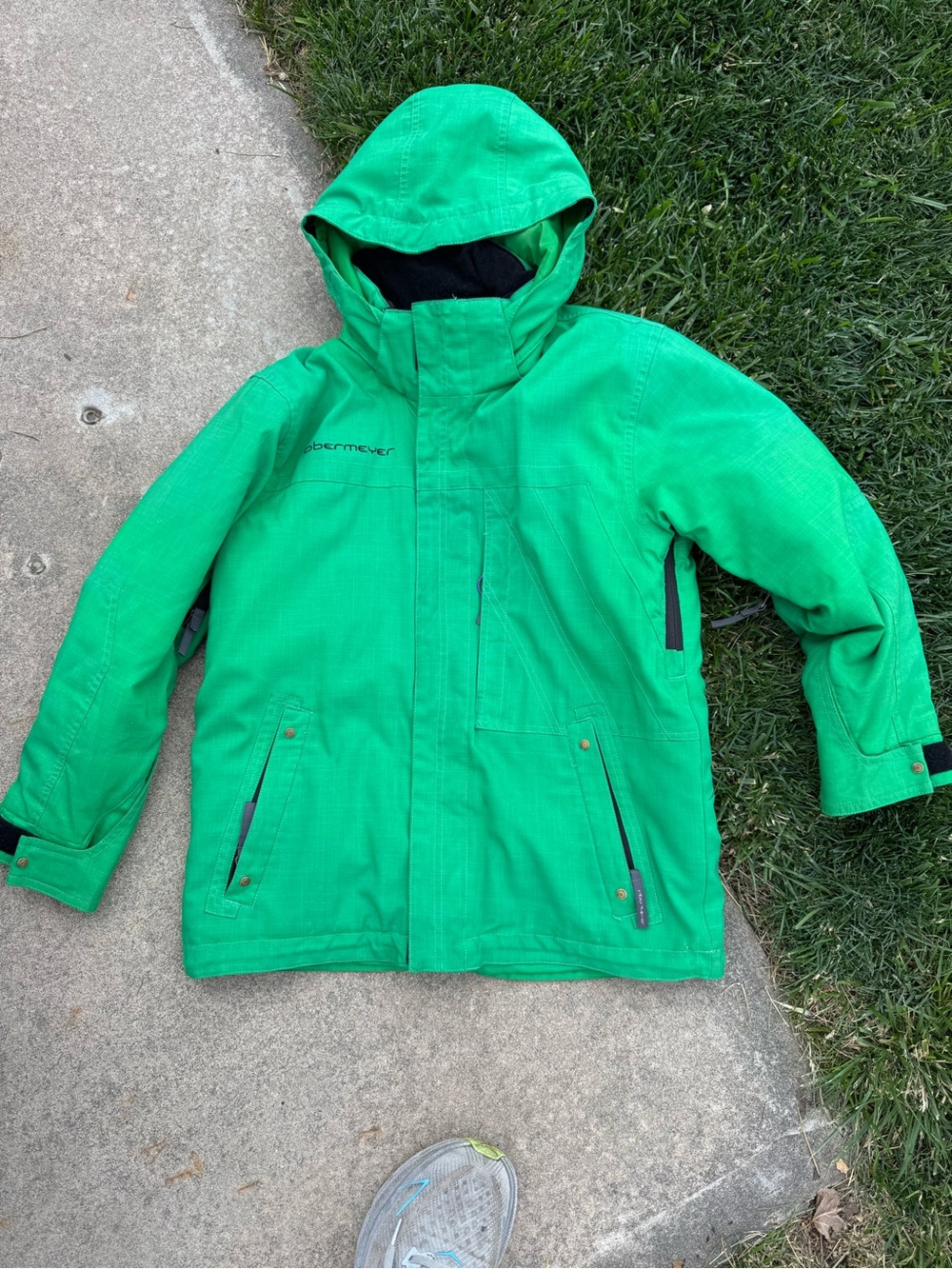 Obermeyer Bright Green Kids Hooded Puffer Jacket